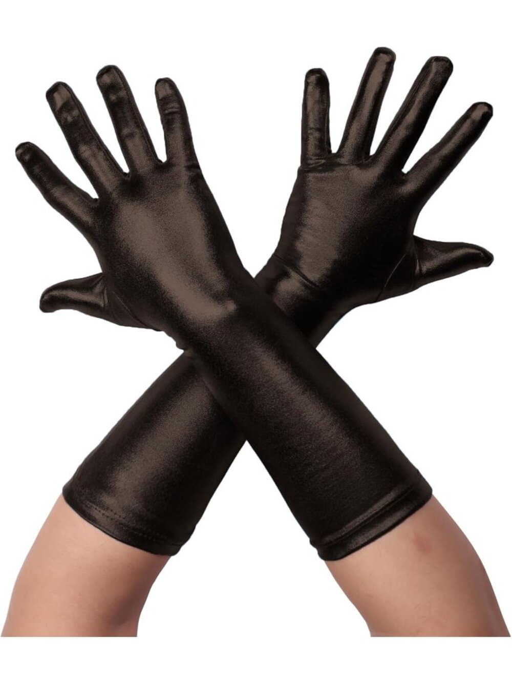 Men's And Women's Coffee 1920s Flapper Shiny Metallic Spandex Opera Party Gloves